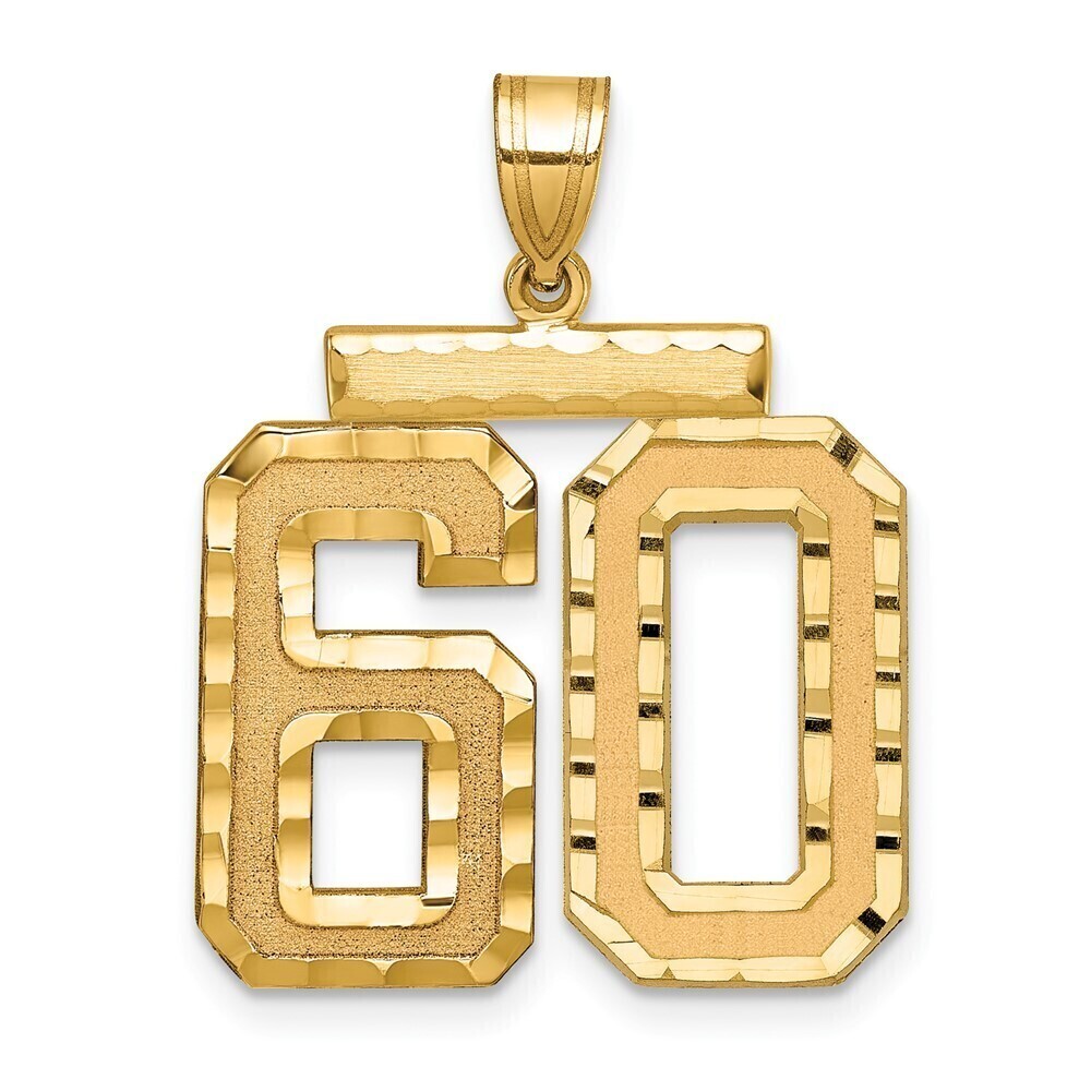 Kazi Luxury 14k Large Brushed Diamond-cut Number 60 Charm